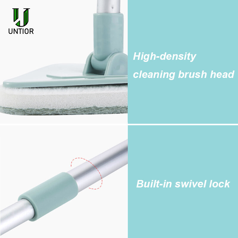 UNTIOR Long Handle Bathroom Brush Scalable Replace Sponge Mop Toilet Tub Tile Floor Cleaning Brush Glass Window Cleaning Tools