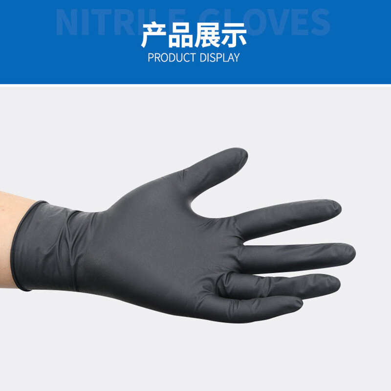 100 sztuk czarne jednorazowe nitrylowe rękawiczki lateksowe rękawice ogrodowe na sprzątanie domu gumowe Catering rękawice kuchenne rękawice tatuaż