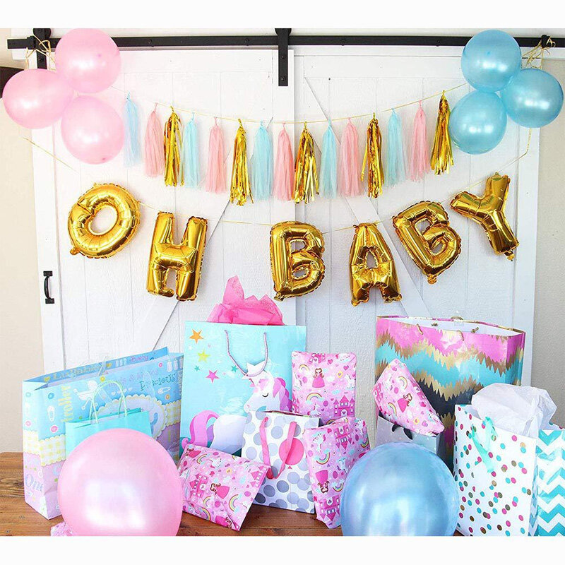 Balão surpresa para meninos e meninas, 36 polegadas, preto, balões de látex reveladores, decorações de festa, azul, rosa, confete, artigos de chá de bebê