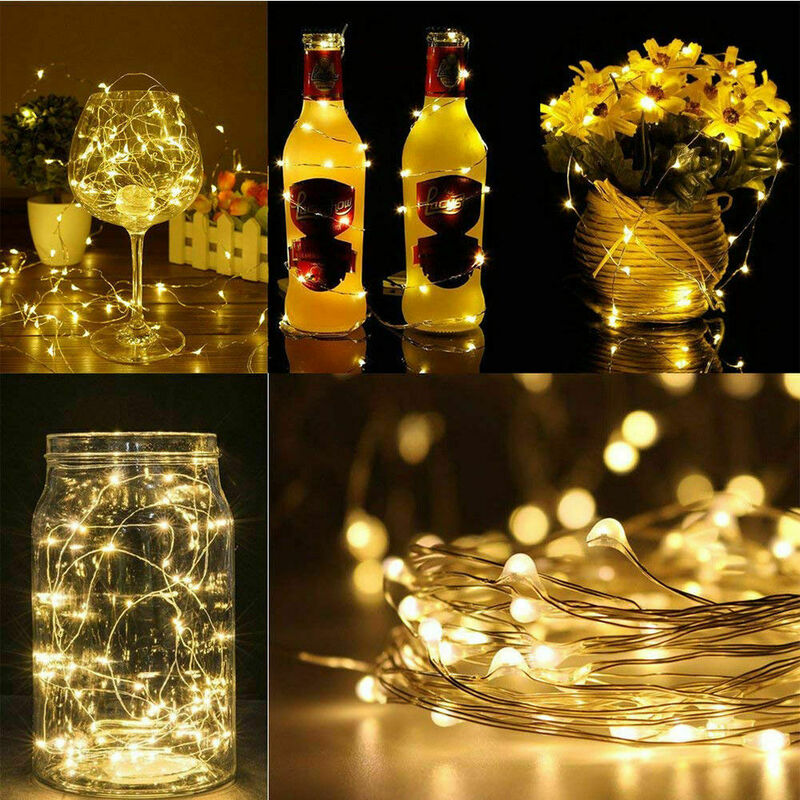 Luces LED con forma de corcho para botella de vino, alambre de cobre colorido, Mini Cadena de luces para interior, exterior, boda, Navidad, 2M, 20LED