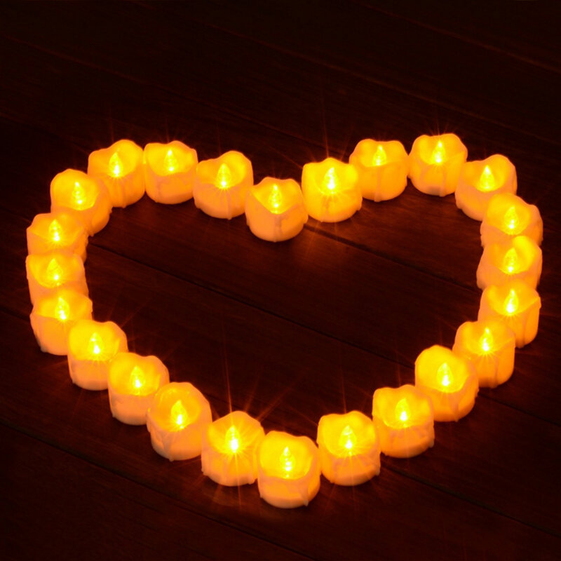 12/24pcs/lot Candle Light Flickering LED Tealight with Timer Electronic Bougie Lamp with Battery for Holiday Decoration