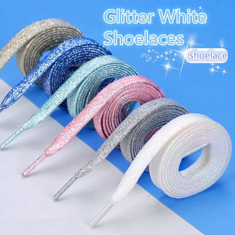 NEW Fashion Glitter Shoelaces Colorful Flat Shoe laces for Athletic Running Sneakers Shoes Boot 1CM Width Shoelace Strings 1Pair