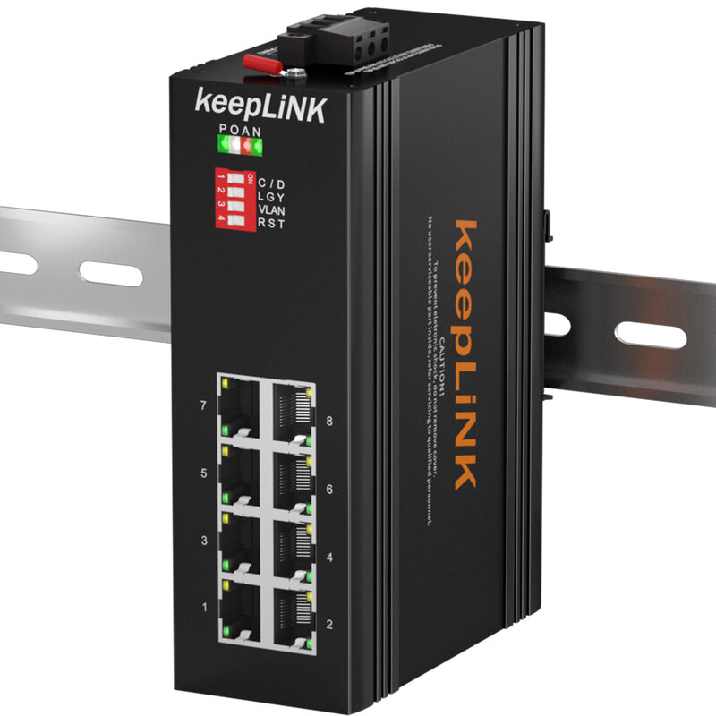 Switch di rete Ethernet industriale IP40 non gestito Fast 10/100Mpbs a 8 porte