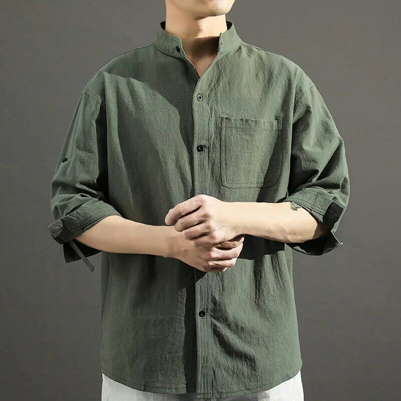Camisas de verano para hombres, Camisa de algodón y lino de talla grande 5XL, 6XL, 7XL, busto de 136cm