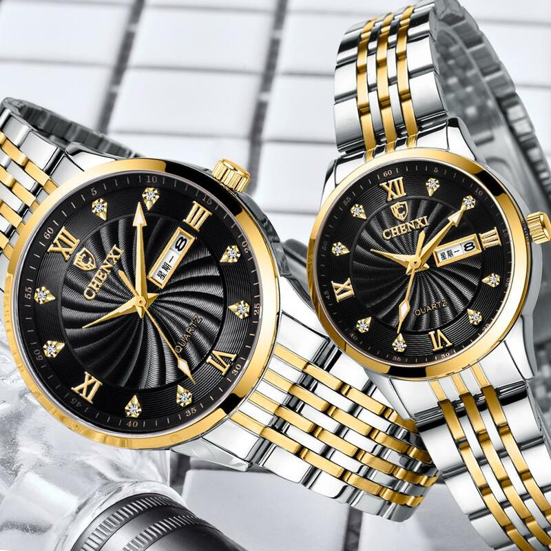Chenxi-Relojes de pulsera de cuarzo para hombre y mujer, cronógrafo de lujo, resistente al agua, 8212a