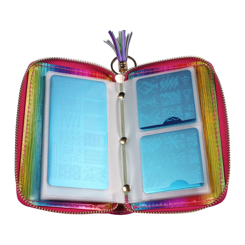 24Slots Rainbow Nail Stamping Plate Holder Case Bag for Templates 6*6cm/6*12cm Square Nail Art Plate Organizer