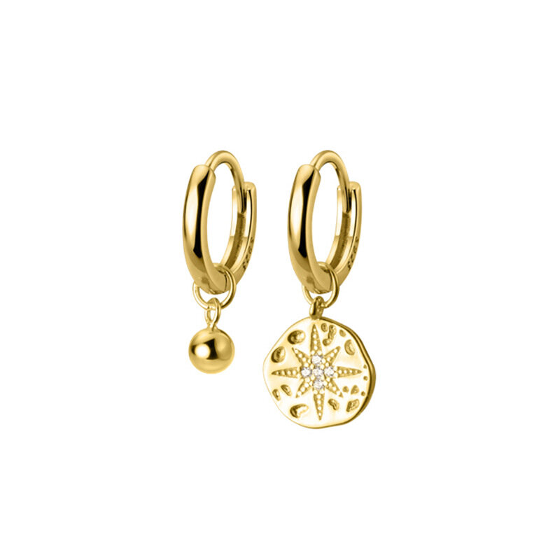 ANENJERY orecchini a cerchio asimmetrici con nappe Color argento per donna orecchini in oro con disco rotondo CZ gioielli da sposa S-E1344