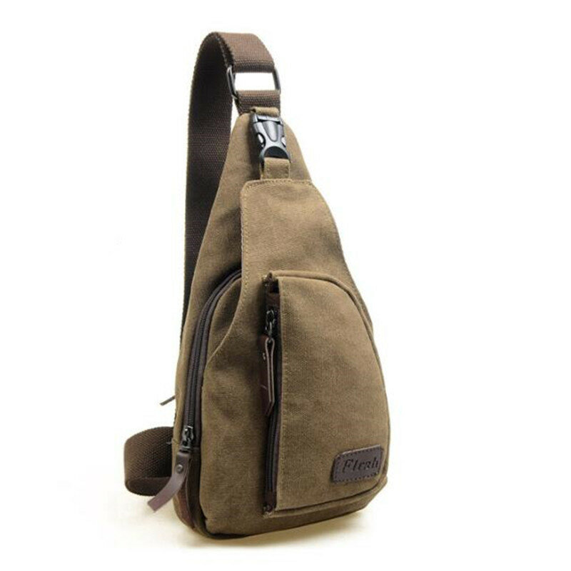 Новинка 2024, Мужская винтажная холщовая кожаная сумка, нагрудная сумка на плечо, многофункциональная уличная маленькая сумка через плечо