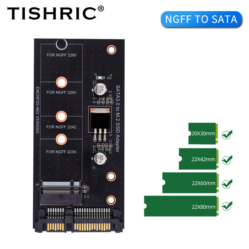 TISHRIC-M.2 NGFF Msata SSD para adaptador SATA, SATA 3.0, 2.5, M2, PCI, Conversor SSD, Riser Card para PC, Laptop, Add-on Card, até 6Gps