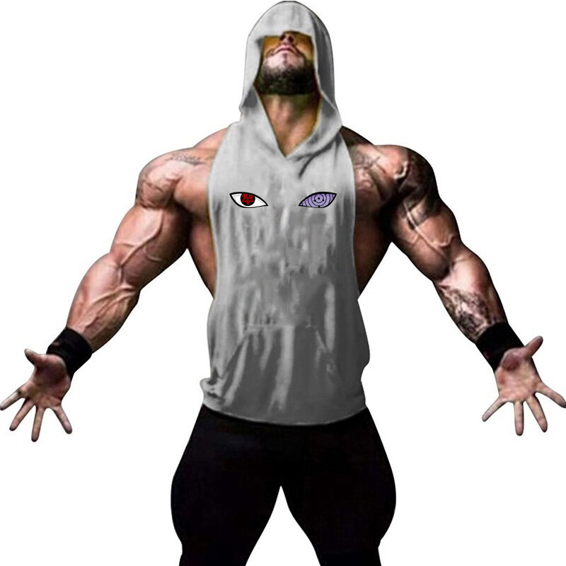 Kaus Otot Hoodie Stringer Kebugaran Musim Panas Merek Baru Pakaian Binaraga Tank Top Gym Kaus Tanpa Lengan Olahraga Pria