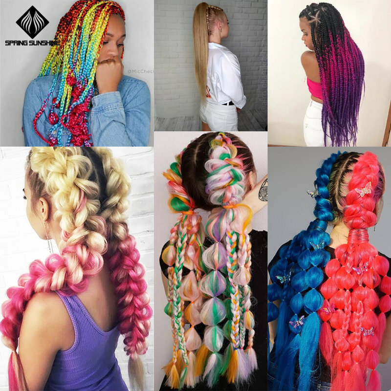 Spring sunshine 24inch Jumbo Braids Long Strands Ombre Crochet Braid Synthetic Braiding Hair Extensions for Woman Blonde Pink