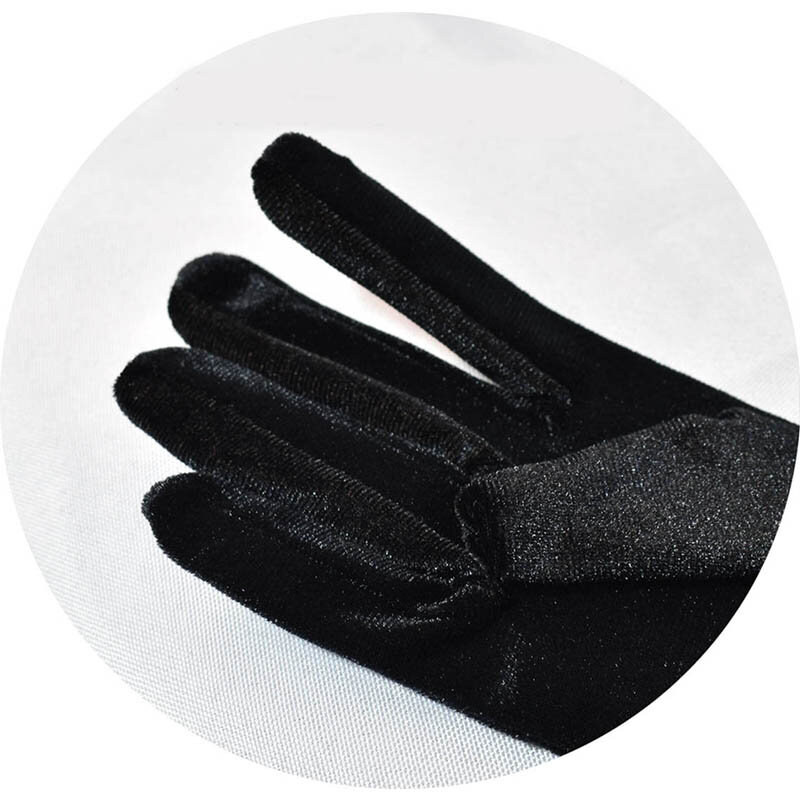 53CM Frauen Goldene Samt Lange Herbst Winter Warme Schwarz Abendkleid Etikette Handschuhe Retro Stil Bankett Zubehör Elastizität