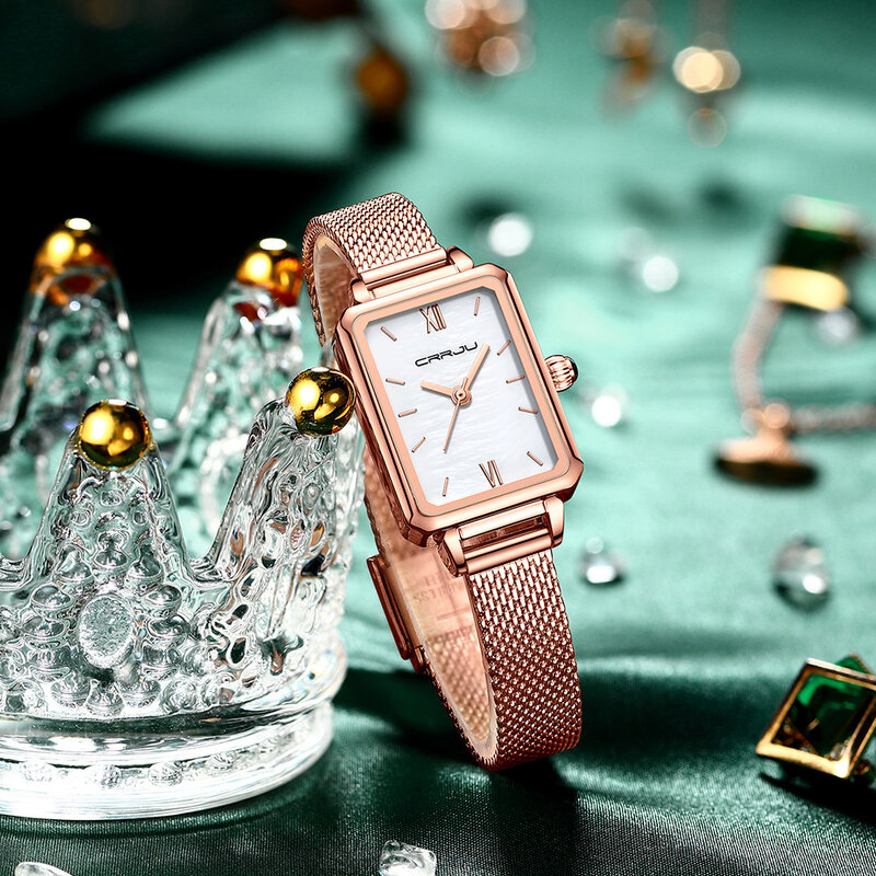 CRRJU nowych kobiet zegarki Top marka luksusowe japonia ruch panie stylowy urok zegarek ze stali nierdzewnej wodoodporny zegar kwarcowy