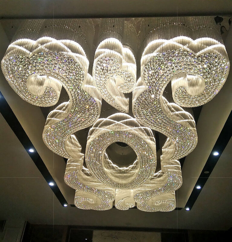 Luz de cristal de hotel, engenharia personalizada, lâmpada retangular de loja de joias, iluminação do departamento de vendas, luz de teto