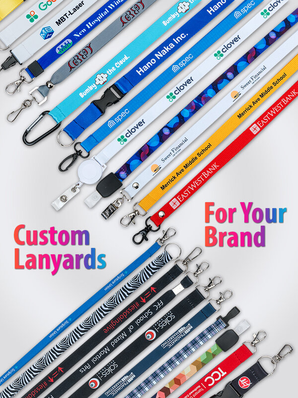 Custom Printed Lanyard For Keys Full Color Design Badge Holder & Staff Cards
