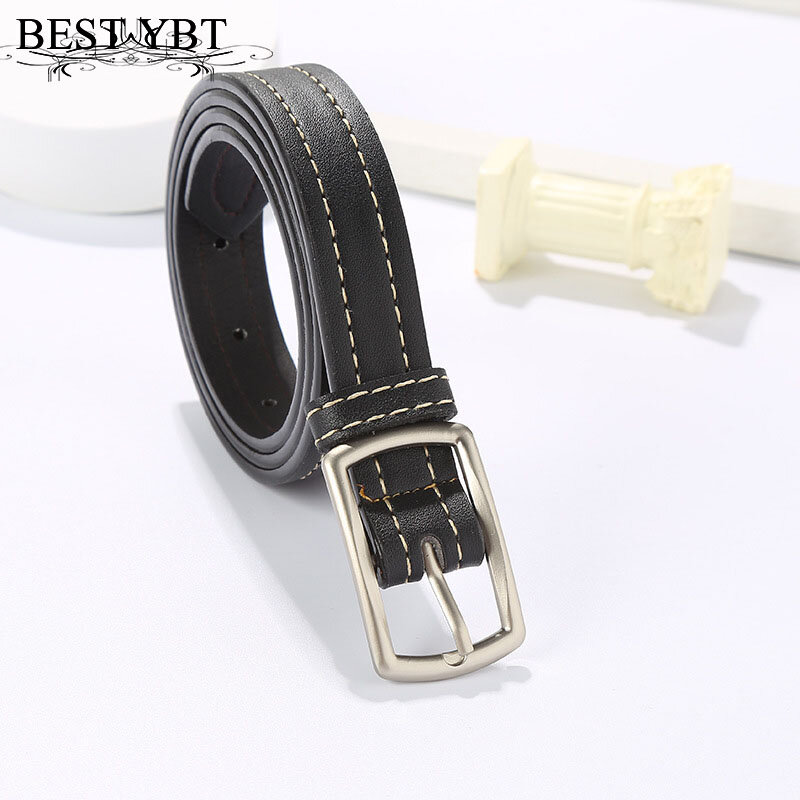 Best YBT-Cinturón de imitación de cuero para mujer, hebilla de Pin de aleación, cinturones sencillos decorativos de moda para Jeans, cinturón de marca para niña
