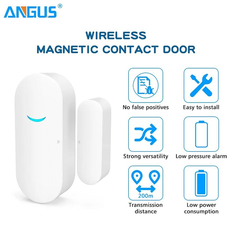 Angus Tuya Smart Wifi House Door Window Open Closed Sensor Detector Home Burglar Intruder Alarm Security work with Alexa Google