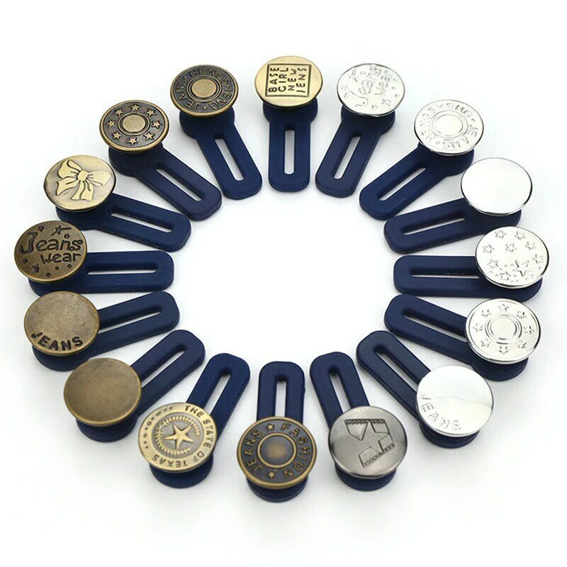 10pcs Free Sewing Buttons Adjustable Disassembly Retractable Jeans Waist Button Metal Extended Buckles Pant Waistband Expander