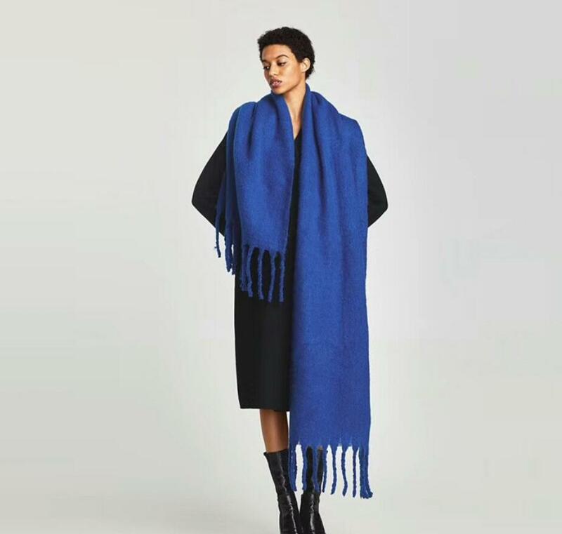 Winter Scarf Women Cashmere Warm Pashmina Solid Foulard Female Scarves Wraps Thick Soft Bufanda Big Tassels Shawl Long Stole