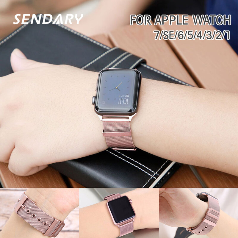 Gelang Jam Tangan Baja Tahan Karat untuk Apple Watch Band Strap 38/40/41MM untuk IWatch SE 7/6/5/4/3/2/1 42/44/45MM Gelang Jam Tangan