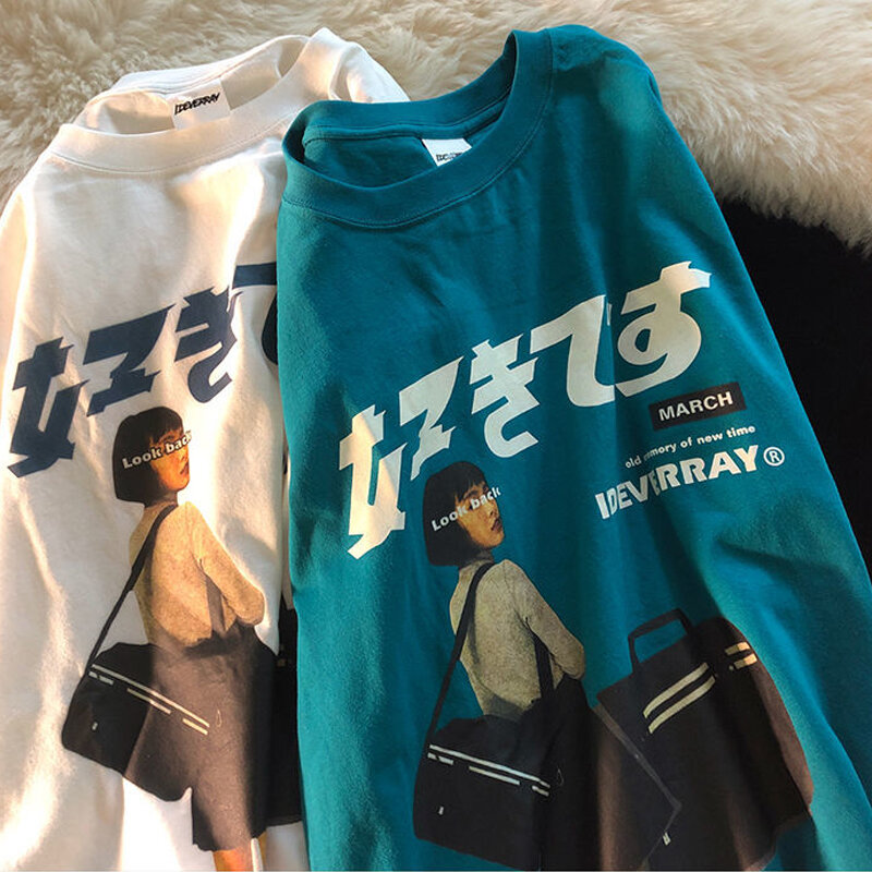 Hip Hop Streetwear Harajuku T Shirt Girl Japanese Kanji Print Tshirt 2021CC Summer Mens T-Shirt oversize in cotone a maniche corte