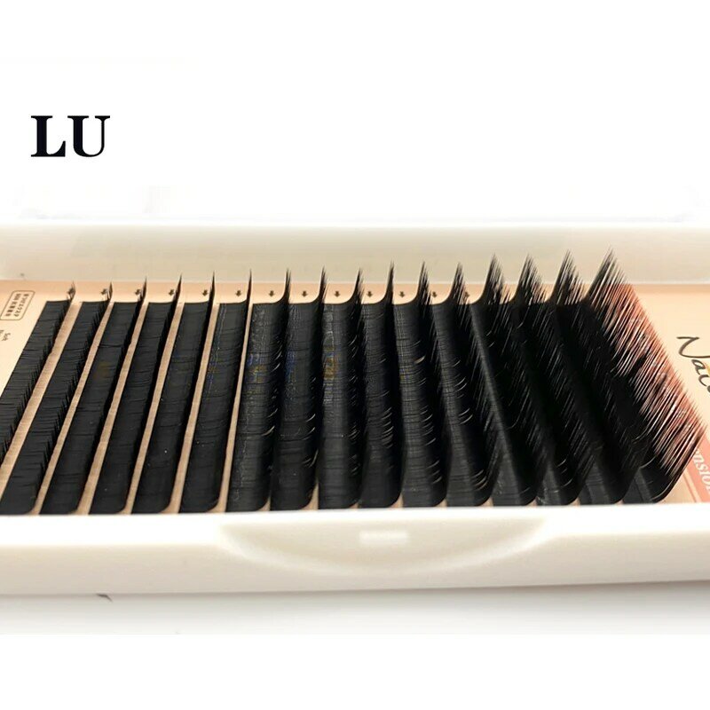 L / L + / LC / LD / LU الضفيرة ملحقات رمش كاذبة ماتي الأسود 8-15 مللي متر مختلطة PBT رموش بالمنك L M على شكل جلدة للماكياج