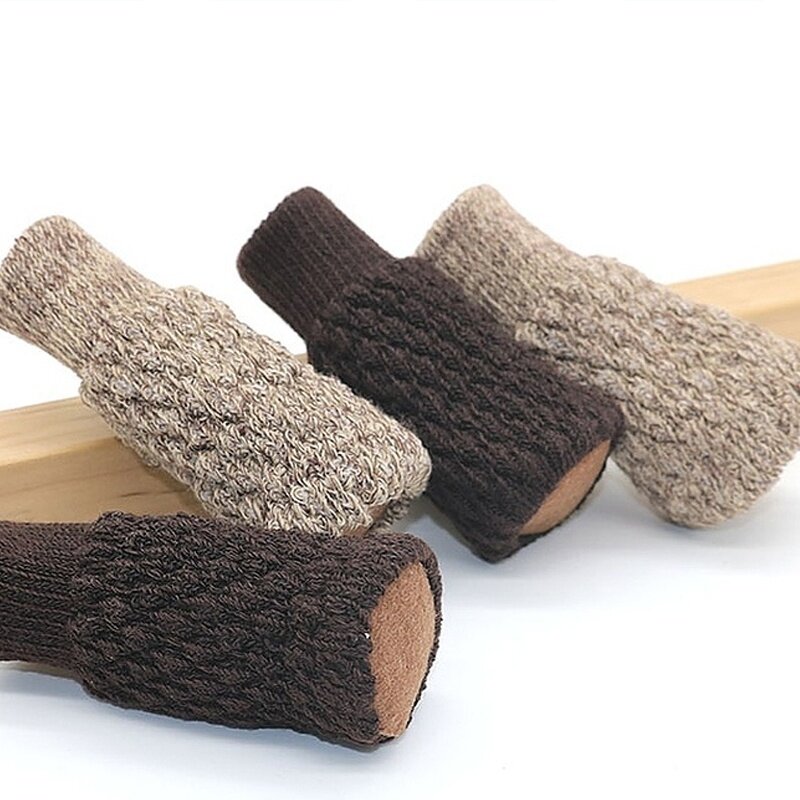 4pcs Furniture Feet Covers Table Floor Protector Chair Leg Socks Non-Slip Knitted Furniture Pads