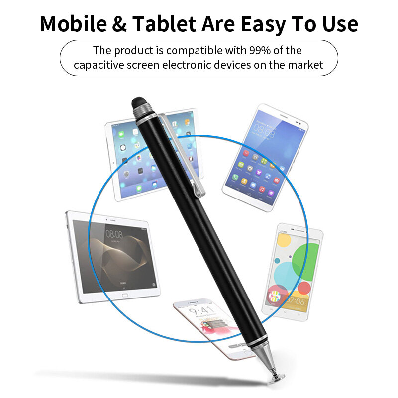 Universal 2in 1 Caneta Stylus para Laptop e Tablet, Caneta Telefone Inteligente, Caneta Touch Screen para Xiaomi, Huawei, Samsung Tablet, Lápis de desenho