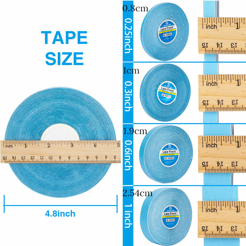 36Yards Hair System Tape Double Side Walker Tape 0.8Cm Blue Lace Front Wig Tape For Toupee Sweatproof Ultra Hold Wig Tape 2.54Cm