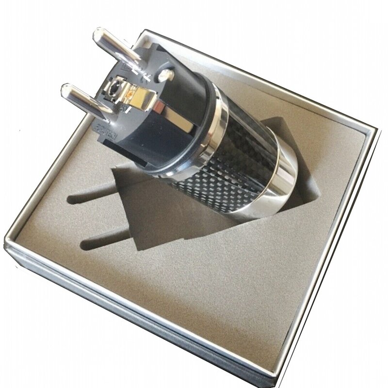 Hifi Furutech FI-E50 (R) FI-50 (R) Rhodium Schukostecker Edelstahl Carbon plug adapter