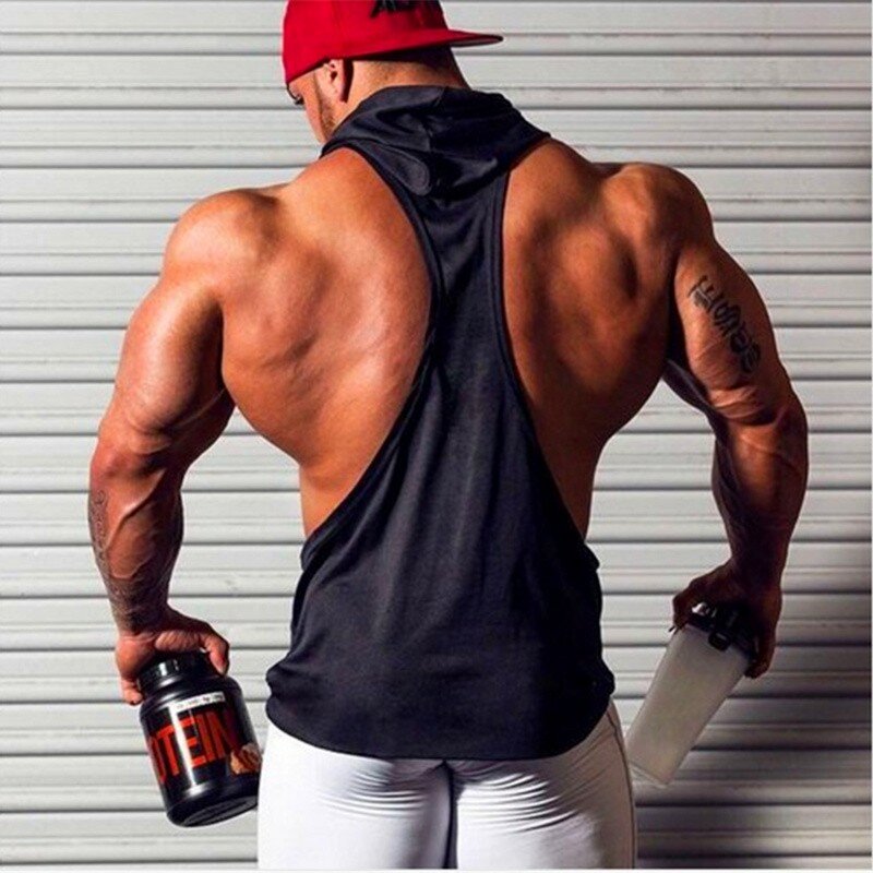 2019 New Men Bodybuilding Hoody shirt Cotton Tank top Gym Fitness Tanktops Animal Print Vest Male Workout Sportswear Stringers