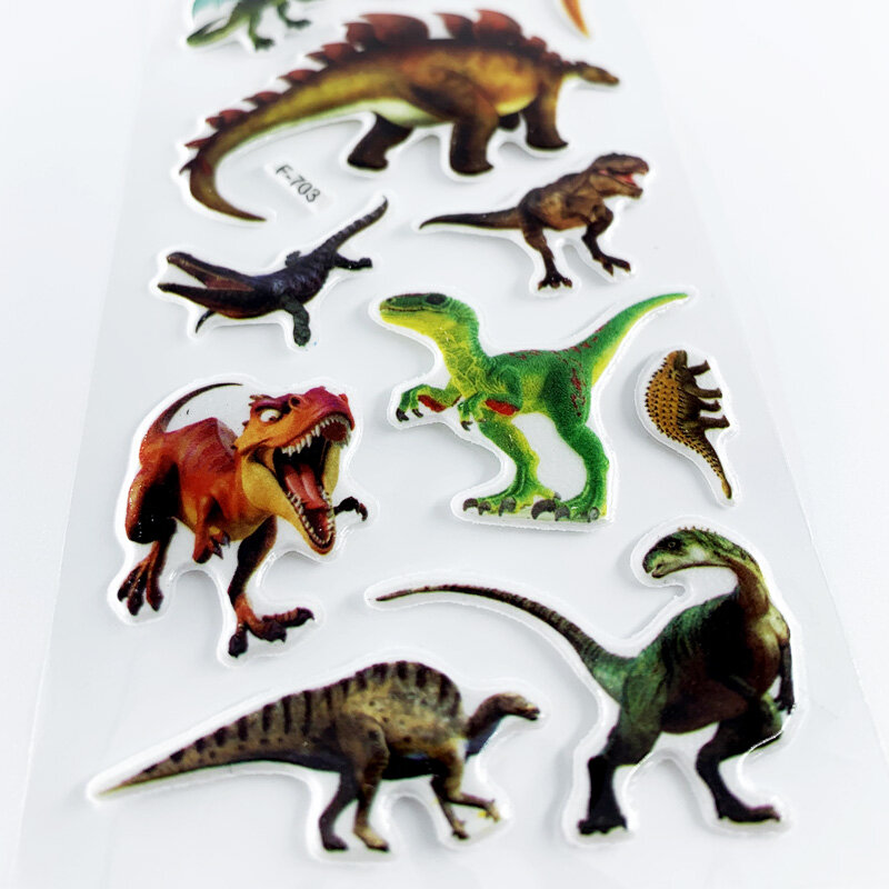 12 folhas/conjunto dinossauro série dos desenhos animados adesivos para criança notebook skate diy à prova ddiy água bonito adesivo brinquedo meninos presente