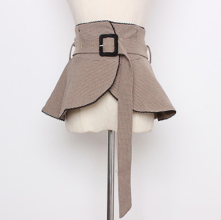 Pista feminina moda xadrez saia chique cummerbunds feminino vestido espartilhos cintura cintos decoração cinto largo r978