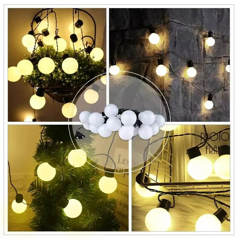 LED Fairy String Lights para jardim, guirlanda de rua, lâmpadas, ao ar livre, pátio, decoração de Natal, G50