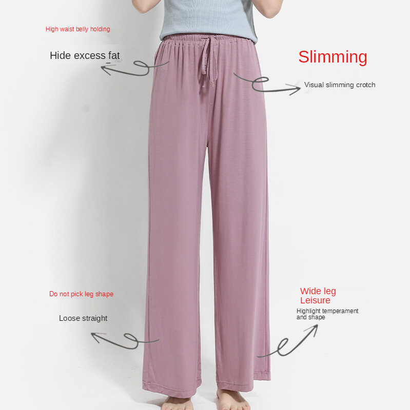 Pantalones drapeados de cintura alta para mujer, pantalón de pierna ancha, elásticos, rectos, informales, delgados, para verano