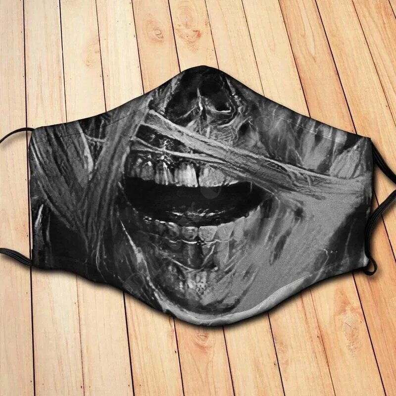 Maska czaszki maska z tkaniny maseczka z nadrukiem 3D maseczki impreza z okazji Halloween Unisex dla dorosłych dzieci zabawnych masek fabularnych 03