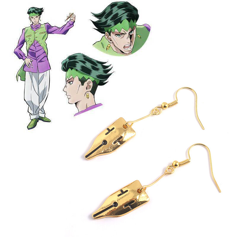 Boucles d'oreilles Anime jojo bizarre adventure Rohan Kishibe, stylo plume, accessoires de Cosplay, bijoux