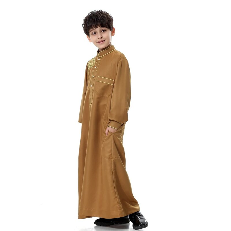 Мусульманский халат для мальчиков, Абая, Дубай, кафтан, Оман, арабский, Катар, мусульманская детская одежда, кафтан, Рамадан, мусульманская одежда