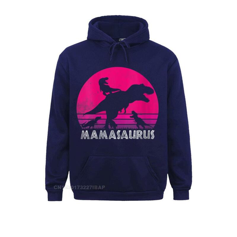 Womens vintage retro 3 mamasaurus pôr-do-sol engraçado para a mãe o pescoço hoodie com capuz para homens camisolas roupas da moda desconto