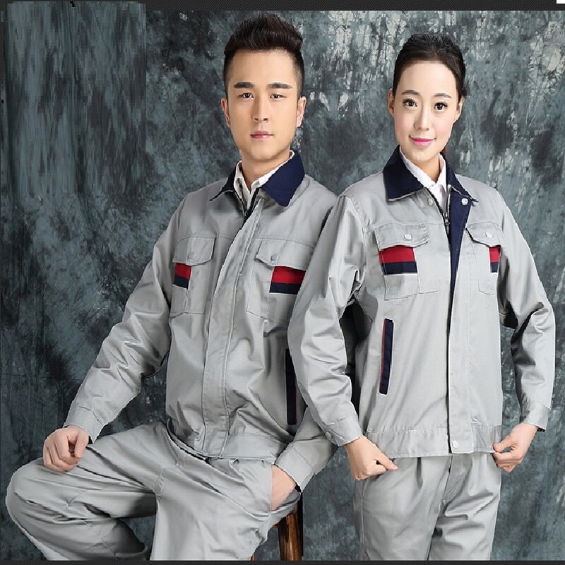 Seragam kerja lengan panjang pria dan wanita, baju kerja reflektif perbaikan otomatis mekanis Musim Semi