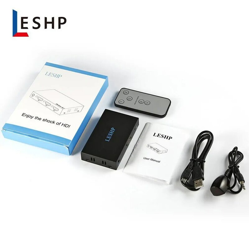 Leshp-conmutador 4K de bajo consumo de energía, negro, portátil, Plug And Play, 1 en 2, dos puertos, 1,4 V, Splitter Box Hub