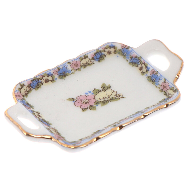 6/8/15Pcs Dollhouse Miniature Dining Ware Porcelain Tea Set Dish Cup Plate -White Purple Flower Pattern