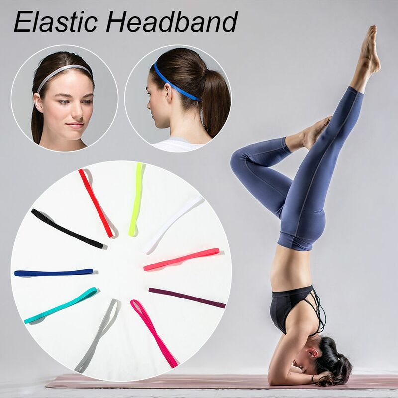 Women Men Candy Color Stretch Head Wrap Yoga Hair Bands Sport Anti-slip Elastic Headband
