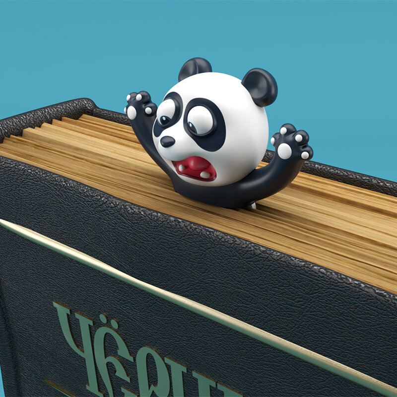 Creative 3D Stereo Bookmark para leitura de livros, Desenhos animados Animal Marker, Panda bonito, Cão, Tubarão, Page Hold, Kids Gifts, Escola, A6660, 1Pc