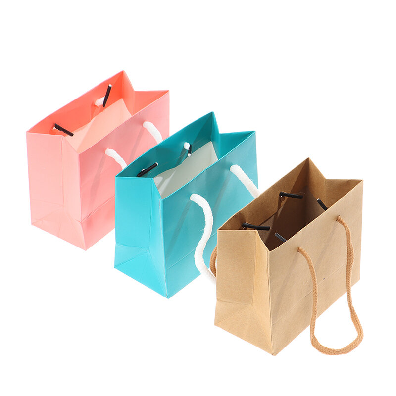 Mini bolso de compras en miniatura de casa de muñecas de Color caramelo, Mini bolso de mano de moda DIY, accesorios para muñecas modelo, 1 Pc