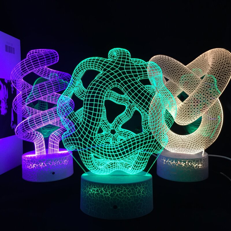 Trừu Tượng 3D Ảo Giác Hình Ba Chiều LED Ban Đêm Đèn Trang Trí Phòng Khách Phòng Ngủ Cho Bé Đèn Ngủ Cảm Ứng Cảm Biến Nhiều Màu Sắc Nightlight