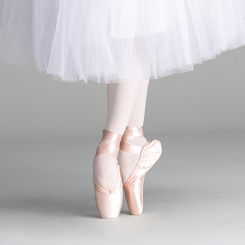 Sapatos de balé profissional com toe pad de silicone para mulheres, sapatos bailarina de cetim rosa para meninas, crianças