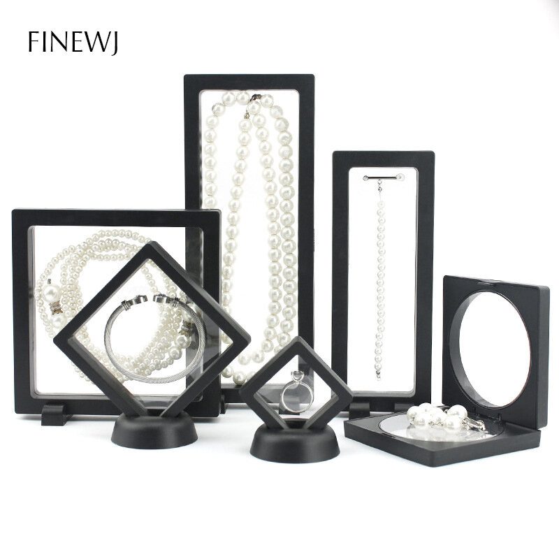 PE Film Jewelry Storage Box Caixa de Embalagem 3D, Gemstone Display Holder, Anel, Brincos, Colar, Free Stand, Flutuante Frame Membrana
