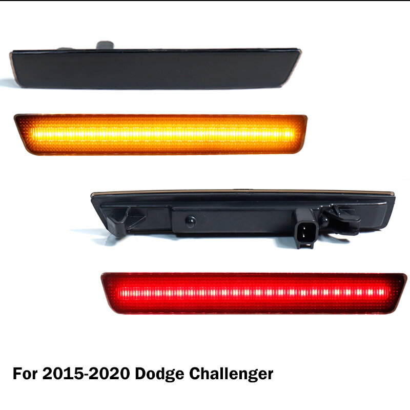 IJDM Lampu Penanda Sisi LED Penuh Kuning/Merah untuk 2008-2020 Lampu Sein Dodge Challenger/Lampu Parkir, Lampu Sidemarker OEM