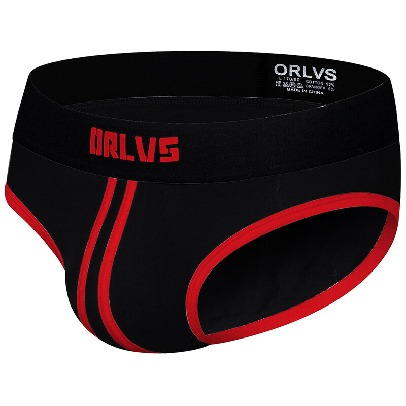 ORLVS Men's  Briefs Underwear Men Sexy Jockstrap Pouch Cuecas Man Cotton Panties Thongs Mesh Underpants Gay Slip Homme Srting